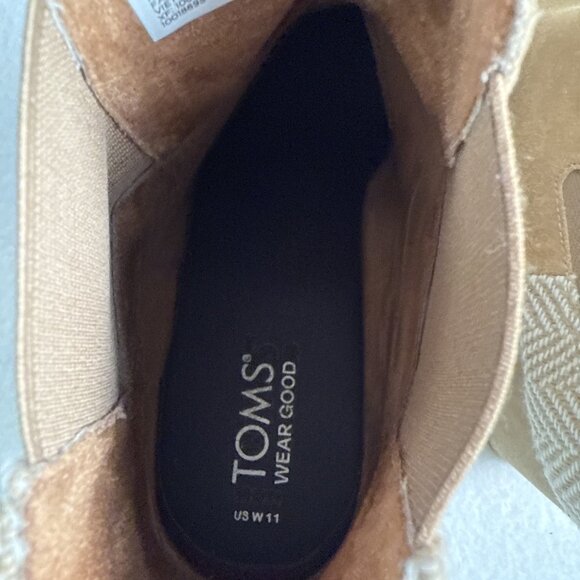 Toms Tan Wear Good Wedge Boots Suede Tops Womans Size 11 Soft Excellent - Picture 6 of 10